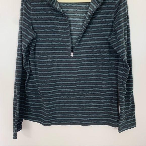 Columbia Black Gray Stripe Half Zip Pullover Sweatshirt Size Medium - Picture 5 of 11